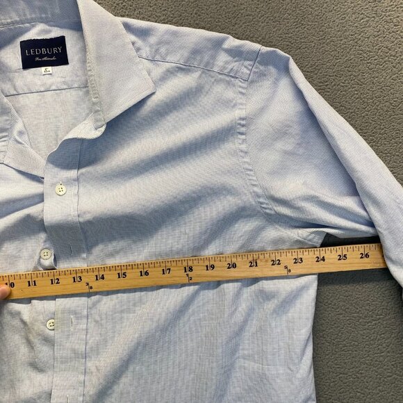 Ledbury Shirt 17" 43cm Blue Plaid Long Sleeve Button Up Long Sleeve,DSF Logo - Picture 4 of 9